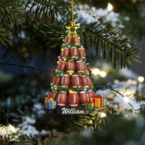 Pack 5 Personalized Football Ball Christmas Tree Ornament, Gift For Coach, Football Tree Keepsake, Team Spirit Gift, Football Ball 2D Flat Ornament - Image 7