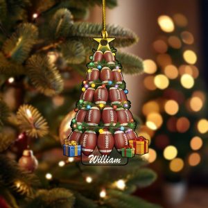 Pack 5 Personalized Football Ball Christmas Tree Ornament, Gift For Coach, Football Tree Keepsake, Team Spirit Gift, Football Ball 2D Flat Ornament - Image 8