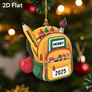 Pack 5 Personalized Kid School Backpack Ornament, Custom Keepsake for Student, Class of 2025, Gift for Students School Bag Christmas Decoration - Image 1