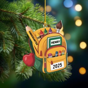 Pack 5 Personalized Kid School Backpack Ornament, Custom Keepsake for Student, Class of 2025, Gift for Students School Bag Christmas Decoration - Image 6