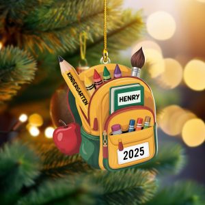 Pack 5 Personalized Kid School Backpack Ornament, Custom Keepsake for Student, Class of 2025, Gift for Students School Bag Christmas Decoration - Image 7