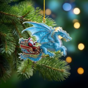 Pack 5 Personalized Santa Riding A Dragon Christmas Ornament, Dragon Christmas Ornaments, Santa Lover Gift, Christmas Home Decor, Gift For Her - Image 3