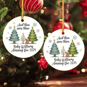Personalized And Then There Were Three - Pregnancy Announcement Ornament - Baby Coming Soon Ornament - Ornament for Baby - Expecting Mom Gift NP-222 - Image 1
