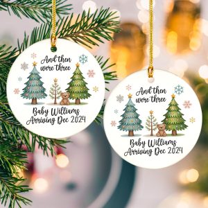 Personalized And Then There Were Three - Pregnancy Announcement Ornament - Baby Coming Soon Ornament - Ornament for Baby - Expecting Mom Gift NP-222 - Image 2