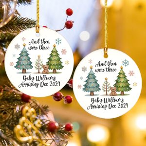 Personalized And Then There Were Three - Pregnancy Announcement Ornament - Baby Coming Soon Ornament - Ornament for Baby - Expecting Mom Gift NP-222 - Image 3