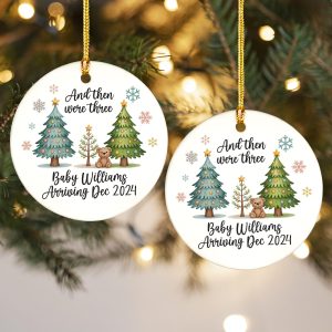 Personalized And Then There Were Three - Pregnancy Announcement Ornament - Baby Coming Soon Ornament - Ornament for Baby - Expecting Mom Gift NP-222 - Image 4