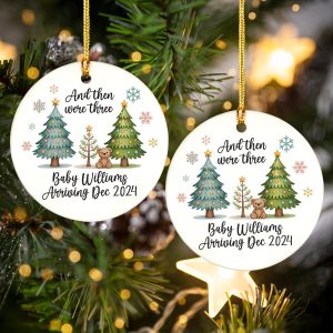 Personalized And Then There Were Three - Pregnancy Announcement Ornament - Baby Coming Soon Ornament - Ornament for Baby - Expecting Mom Gift NP-222 - Image 5