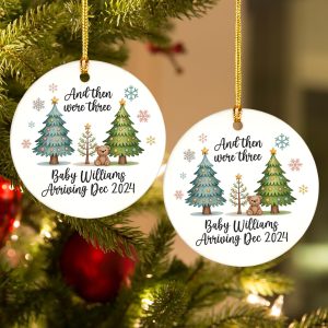 Personalized And Then There Were Three - Pregnancy Announcement Ornament - Baby Coming Soon Ornament - Ornament for Baby - Expecting Mom Gift NP-222 - Image 6