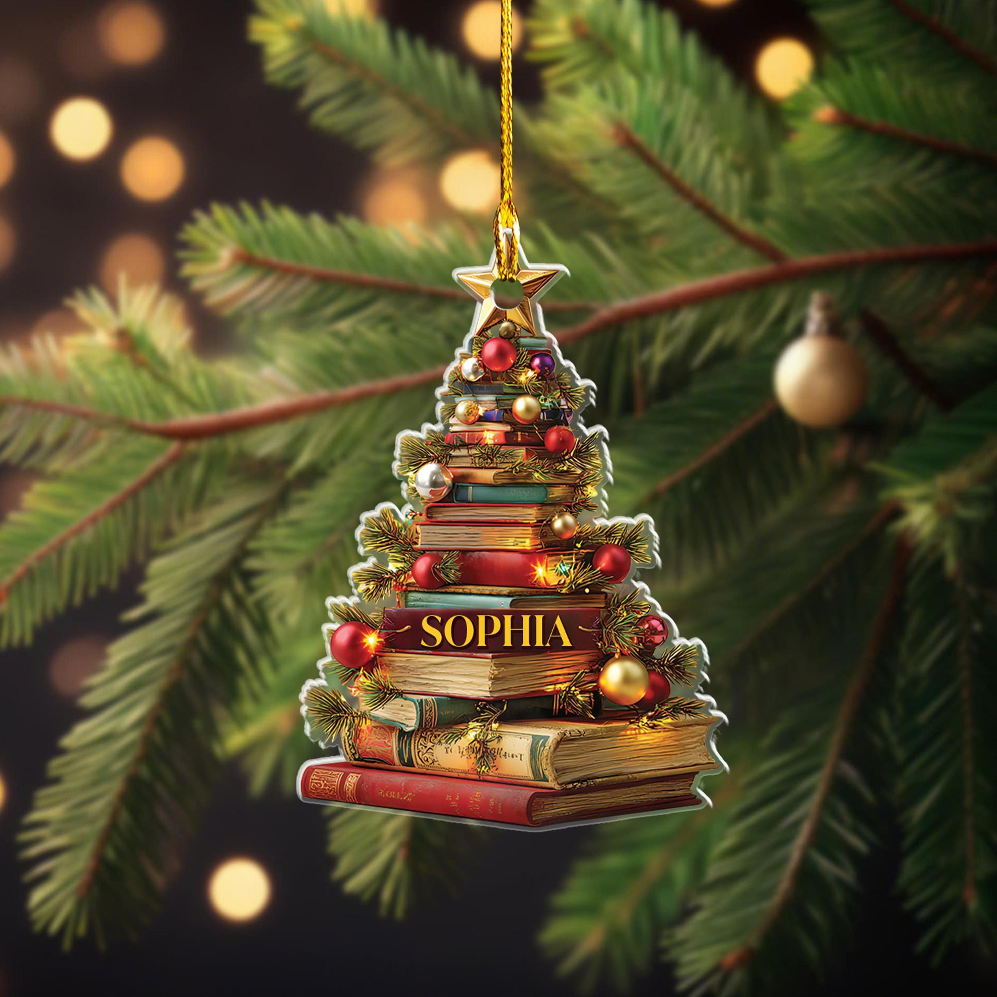 personalized-book-christmas-tree-ornament-custom-name-holiday-decoration-gift-for-book-lovers-reading-themed-christmas-decor-3 Personalized Book Christmas Tree Ornament, Custom Name Holiday Decoration, Gift For Book Lovers, Reading Themed Christmas Decor - Image 3