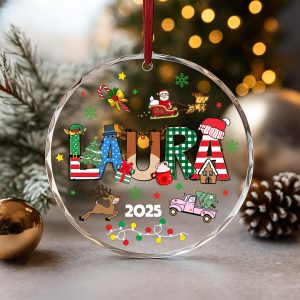 Personalized Children Christmas Ornament 2025 • Custom Name Holiday Gift • Santa Reindeer Snowman Xmas Tree Keepsake - Image 1
