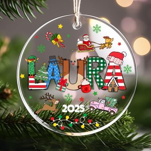Personalized Children Christmas Ornament 2025 • Custom Name Holiday Gift • Santa Reindeer Snowman Xmas Tree Keepsake - Image 7