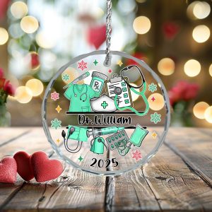 Personalized Doctor Ornament 2025 – Custom Name Medical Gift for Nurse, MD, EMT, PA – Glass Christmas Decoration – Healthcare Hero Keepsake - Image 5