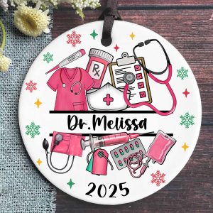 Personalized Doctor Ornament 2025 – Custom Name Medical Gift for Nurse, MD, EMT, PA – Glass Christmas Decoration – Healthcare Hero Keepsake - Image 6