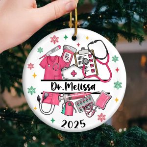 Personalized Doctor Ornament 2025 – Custom Name Medical Gift for Nurse, MD, EMT, PA – Glass Christmas Decoration – Healthcare Hero Keepsake - Image 8