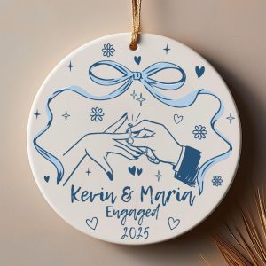 Personalized Engagement Ornament 2025 | Custom Name Just Engaged Gift | First Christmas Engaged Wedding Keepsake for Couples - Image 2