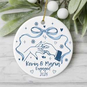 Personalized Engagement Ornament 2025 | Custom Name Just Engaged Gift | First Christmas Engaged Wedding Keepsake for Couples - Image 4