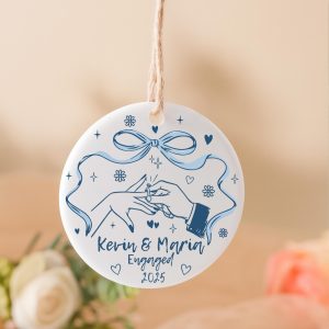 Personalized Engagement Ornament 2025 | Custom Name Just Engaged Gift | First Christmas Engaged Wedding Keepsake for Couples - Image 6