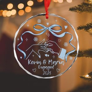 Personalized Engagement Ornament 2025 | Custom Name Just Engaged Gift | First Christmas Engaged Wedding Keepsake for Couples - Image 7