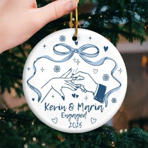 Personalized Engagement Ornament 2025 | Custom Name Just Engaged Gift | First Christmas Engaged Wedding Keepsake for Couples - Image 8
