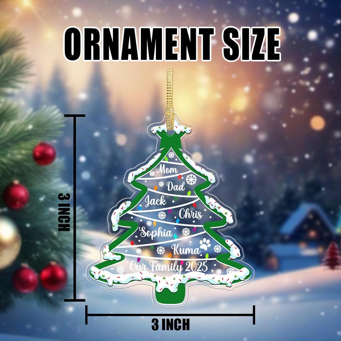 personalized-family-christmas-tree-ornament-2025-custom-name-holiday-decoration-with-pets-acrylic-keepsake-for-families-10 Personalized Family Christmas Tree Ornament 2025 – Custom Name Holiday Decoration with Pets, Acrylic Keepsake for Families - Image 10