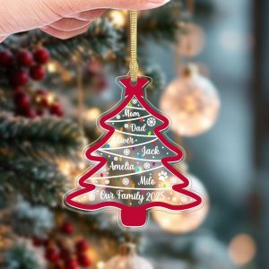 Personalized Family Christmas Tree Ornament 2025 – Custom Name Holiday Decoration with Pets, Acrylic Keepsake for Families - Image 7