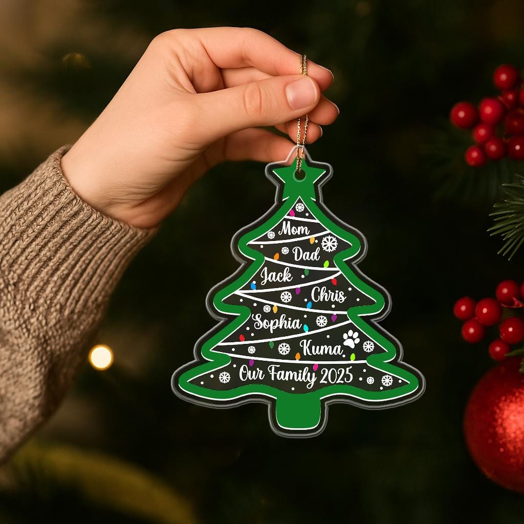 personalized-family-christmas-tree-ornament-2025-custom-name-holiday-decoration-with-pets-acrylic-keepsake-for-families-8 Personalized Family Christmas Tree Ornament 2025 – Custom Name Holiday Decoration with Pets, Acrylic Keepsake for Families - Image 8