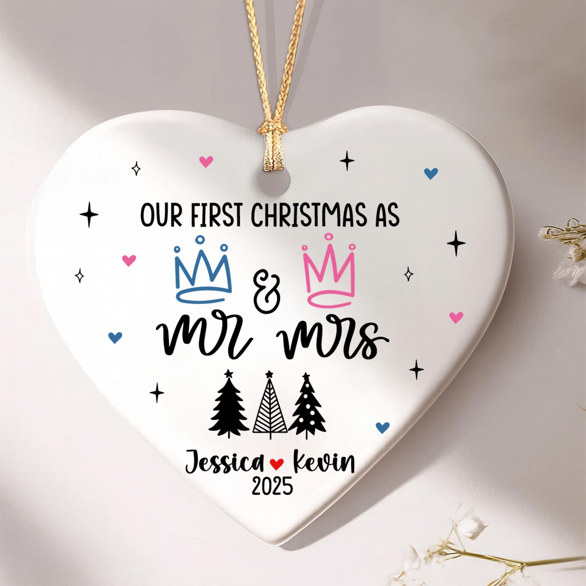 personalized-first-christmas-married-ornament-2025-custom-name-mrmrs-heart-decoration-newlywed-holiday-keepsake-wedding-gift-for-couples-7 Personalized First Christmas Married Ornament 2025, Custom Name Mr&Mrs Heart Decoration, Newlywed Holiday Keepsake, Wedding Gift for Couples - Image 7