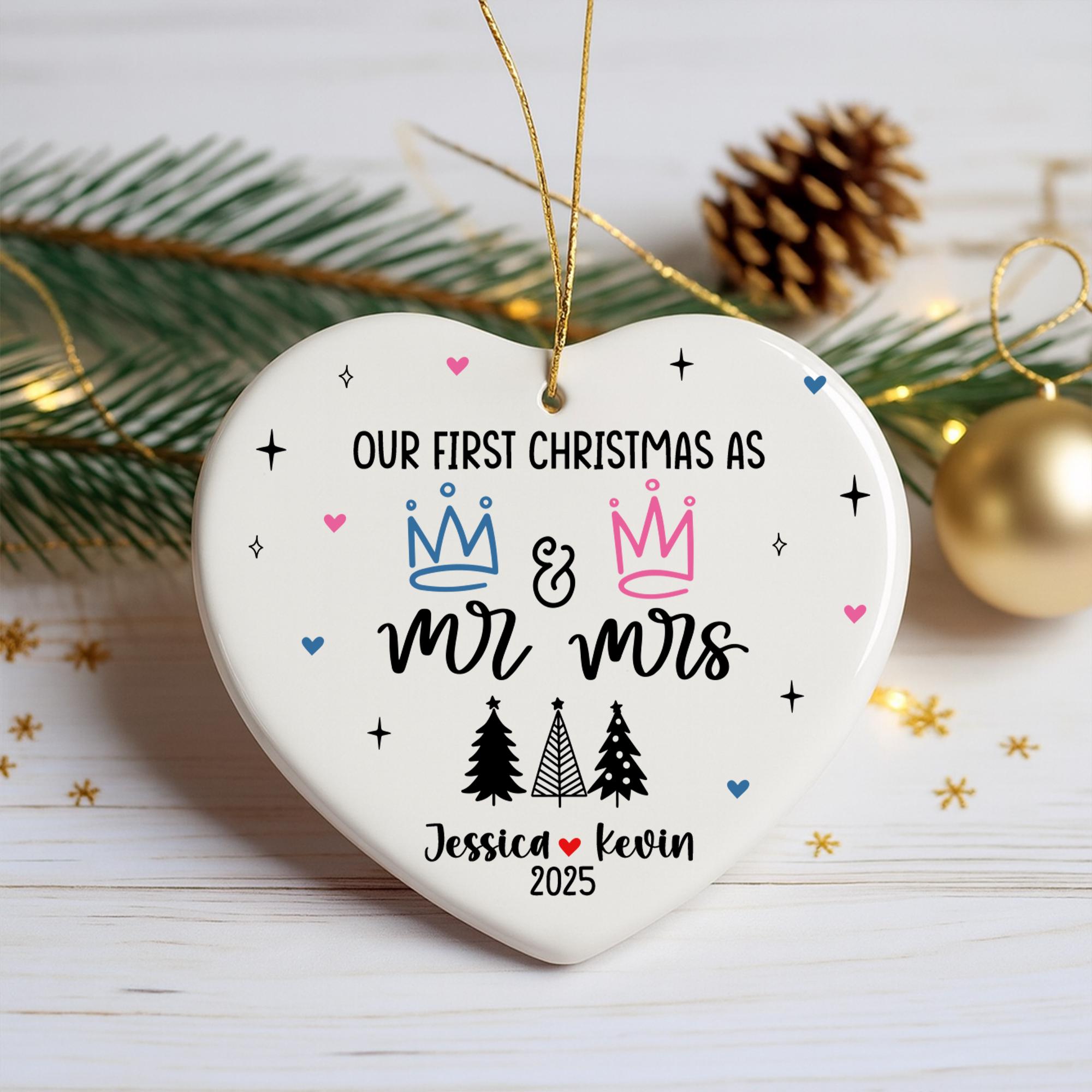 personalized-first-christmas-married-ornament-2025-custom-name-mrmrs-heart-decoration-newlywed-holiday-keepsake-wedding-gift-for-couples-8 Personalized First Christmas Married Ornament 2025, Custom Name Mr&Mrs Heart Decoration, Newlywed Holiday Keepsake, Wedding Gift for Couples - Image 8