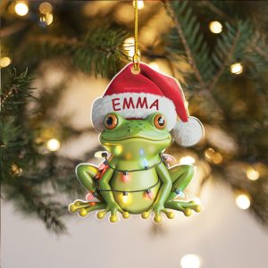 Personalized Frog Christmas Ornament, Custom Name Cute Frog Ornament, Personalized Gift, Custom Ornament Decoration, Funny Frog Lover Gift - Image 1