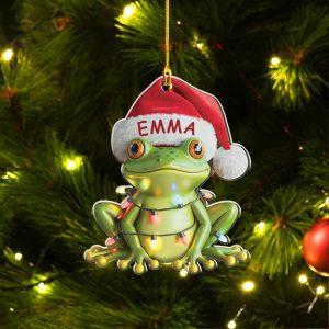 Personalized Frog Christmas Ornament, Custom Name Cute Frog Ornament, Personalized Gift, Custom Ornament Decoration, Funny Frog Lover Gift - Image 2