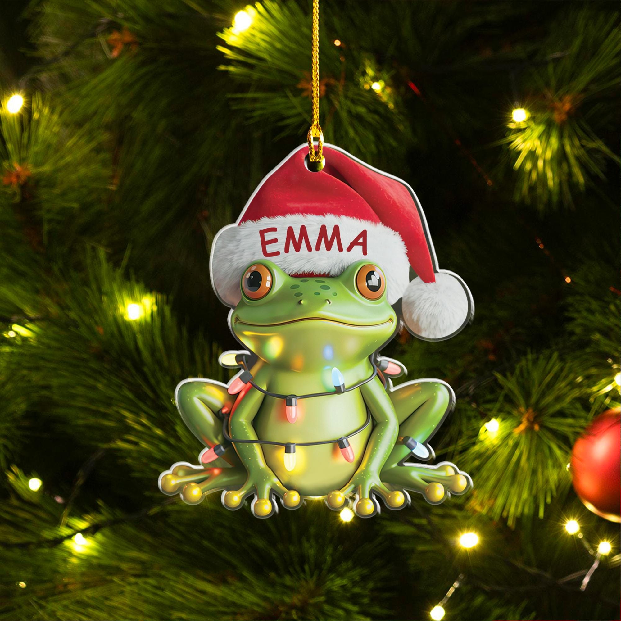 personalized-frog-christmas-ornament-custom-name-cute-frog-ornament-personalized-gift-custom-ornament-decoration-funny-frog-lover-gift-2 Personalized Frog Christmas Ornament, Custom Name Cute Frog Ornament, Personalized Gift, Custom Ornament Decoration, Funny Frog Lover Gift - Image 2