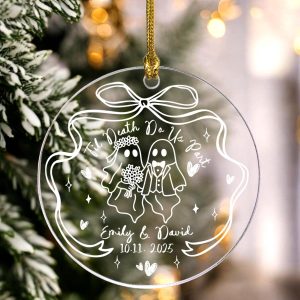 Personalized Ghost Couple Christmas Ornament 2025 - Gothic Glass Keepsake | Til Death Do Us Part Wedding or Anniversary Gift - Image 3