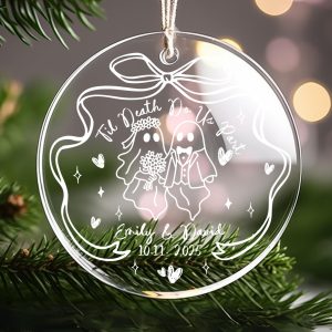Personalized Ghost Couple Christmas Ornament 2025 - Gothic Glass Keepsake | Til Death Do Us Part Wedding or Anniversary Gift - Image 5