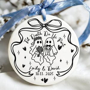 Personalized Ghost Couple Christmas Ornament 2025 - Gothic Glass Keepsake | Til Death Do Us Part Wedding or Anniversary Gift - Image 6