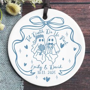 Personalized Ghost Couple Christmas Ornament 2025 - Gothic Glass Keepsake | Til Death Do Us Part Wedding or Anniversary Gift - Image 8