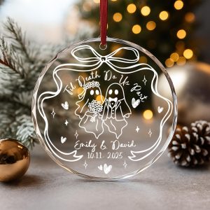Personalized Ghost Couple Christmas Ornament 2025 - Gothic Glass Keepsake | Til Death Do Us Part Wedding or Anniversary Gift - Image 9