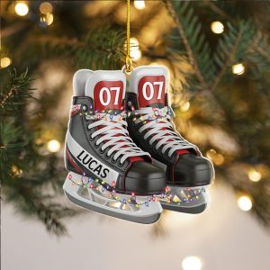 Personalized Hockey Ice Skates Ornament, Ice Hockey, Christmas Keepsake, Custom Sports Christmas Ornament, Xmas Decor, Hockey Player Gift - Image 2