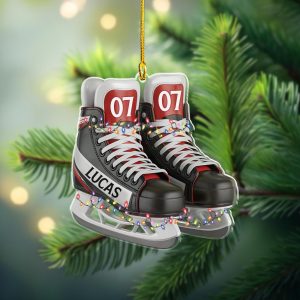 Personalized Hockey Ice Skates Ornament, Ice Hockey, Christmas Keepsake, Custom Sports Christmas Ornament, Xmas Decor, Hockey Player Gift - Image 3