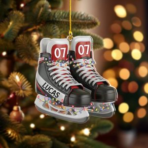 Personalized Hockey Ice Skates Ornament, Ice Hockey, Christmas Keepsake, Custom Sports Christmas Ornament, Xmas Decor, Hockey Player Gift - Image 4