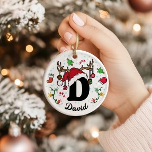Personalized Initial Christmas Ornament 2025, Custom Name Letter Gift, Cute Santa Reindeer Tree Decoration, Holiday Keepsake Christmas Gift - Image 4