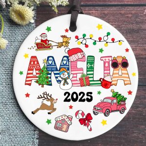 Personalized Kids Christmas Ornament 2025, Custom Name Holiday Keepsake, Cute Santa, Reindeer, Snowman Tree Decoration Gift - Image 2