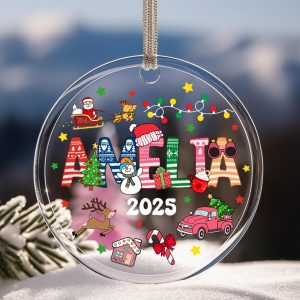 Personalized Kids Christmas Ornament 2025, Custom Name Holiday Keepsake, Cute Santa, Reindeer, Snowman Tree Decoration Gift - Image 3