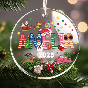 Personalized Kids Christmas Ornament 2025, Custom Name Holiday Keepsake, Cute Santa, Reindeer, Snowman Tree Decoration Gift - Image 5