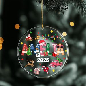 Personalized Kids Christmas Ornament 2025, Custom Name Holiday Keepsake, Cute Santa, Reindeer, Snowman Tree Decoration Gift - Image 7