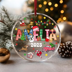 Personalized Kids Christmas Ornament 2025, Custom Name Holiday Keepsake, Cute Santa, Reindeer, Snowman Tree Decoration Gift - Image 8