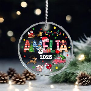 Personalized Kids Christmas Ornament 2025, Custom Name Holiday Keepsake, Cute Santa, Reindeer, Snowman Tree Decoration Gift - Image 9