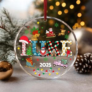 Personalized Kids Christmas Ornament 2025 • Custom Name Holiday Keepsake • Cute Santa, Reindeer, Snowman Xmas Tree Decoration Gift - Image 1