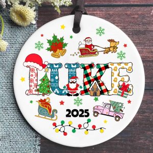 Personalized Kids Christmas Ornament 2025 • Custom Name Holiday Keepsake • Cute Santa, Reindeer, Snowman Xmas Tree Decoration Gift - Image 2