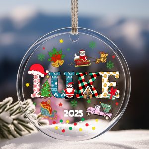 Personalized Kids Christmas Ornament 2025 • Custom Name Holiday Keepsake • Cute Santa, Reindeer, Snowman Xmas Tree Decoration Gift - Image 8