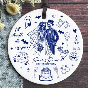 Personalized Skeleton Couple Christmas Ornament 2025 - First Married Gothic Keepsake | Custom Holiday Decoration Wedding Gift - Image 2